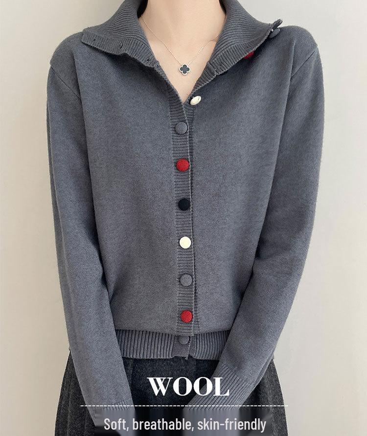 Women's Chic High-Neck Knit Cardigan - Autumn/Winter Single-Breasted Versatile Sweater