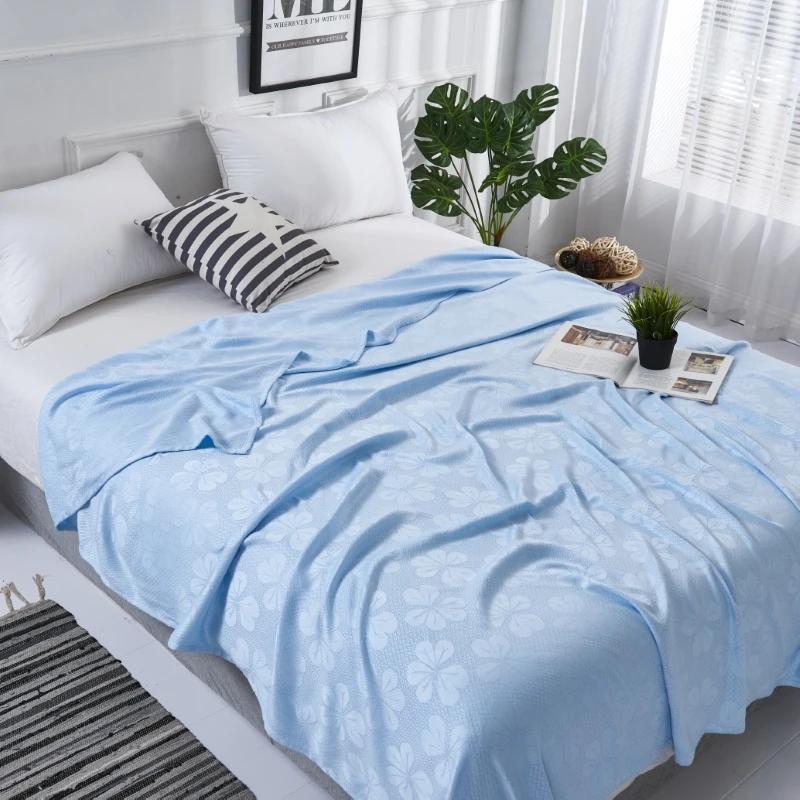 100% Bamboo Fiber Summer Blanket Pure Natural Plant Soft Skin-friendly Summer Duvet Breathable Jacquard Cooling Blanket Quilt