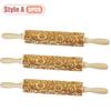 1-5PCS Christmas Snowflake Embossed Rolling Pin Wooden Dough Roller with Laser Cut Paisley Pattern for Holiday Baking