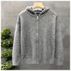 Mens Hollow Out Hooded Cardigan Loose Knit Sweater Casual Outerwear