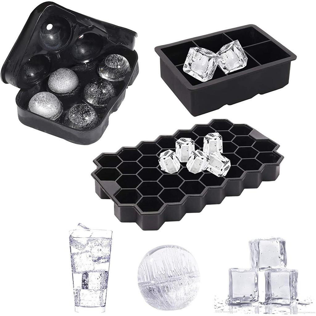 1pc Ice Cube Trays Silicone Molds for Freezer with Lid Reusable Whiskey Mold Ball Diamond