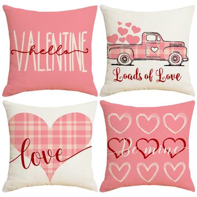 Valentine's Day Pillowcase Spring Farmhouse Decoration Red Pink Truck Love My Heart Home Sofa Decoration Decoration