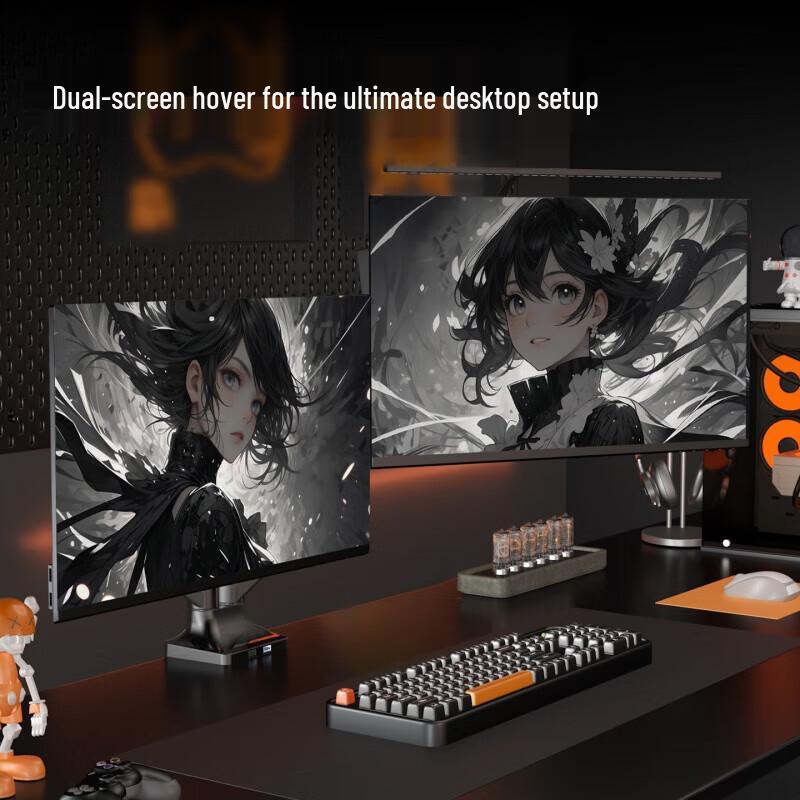 Dual Monitor Arm Desk Mount with Laptop Tray