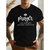 European Size Men's Plus Size Big Tall Prayer THE STRONGEST Graphic TShirt Summer Short Sleeve Round Neck Tee with Prayer Print for Gym Daily Wear