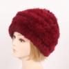 Hot Sale Women Knitted Real Rabbit Fur Hats Ladies Winter Warm Fluffy Genuine Rabbit Fur Caps Outdoor Good Elastic Fur Cap