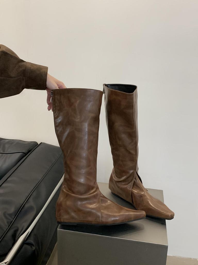 2025 Spring, Autumn and Winter New Pointed Inner Height Increase Western Cowboy Boots Versatile Retro Thin Short Boots Women