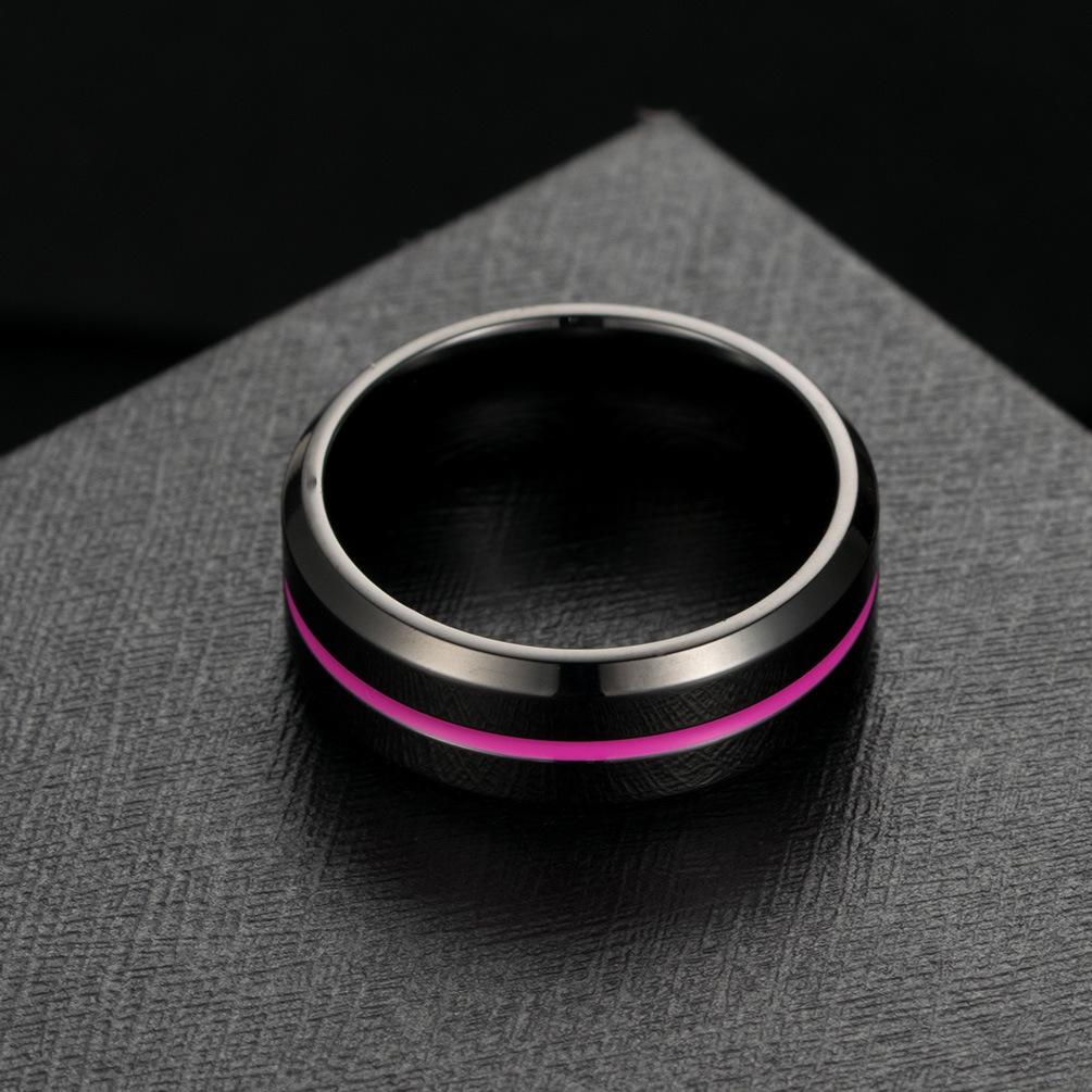 Titanium Steel Two Color Ring Mens Trendy and Fashionable Hand Jewelry Drop Glue Ring