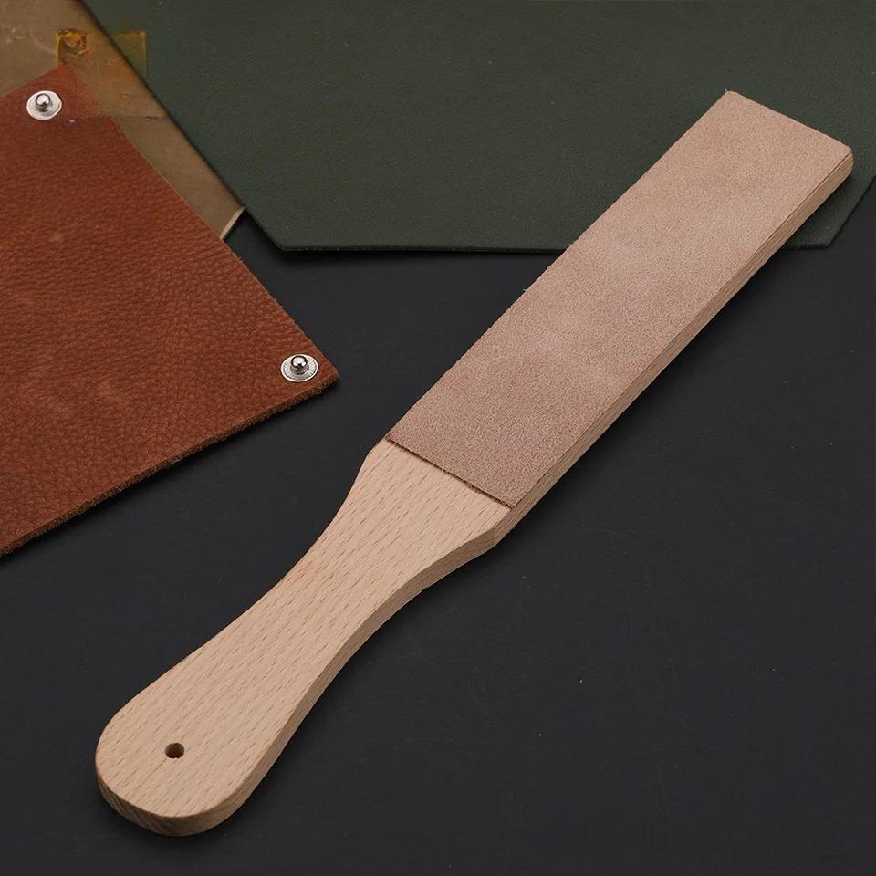 Wood Leather Sharpening Board Polishing Board Leather Knife Sharpener Sharpening Strop Tool Double Sided Polishing Board