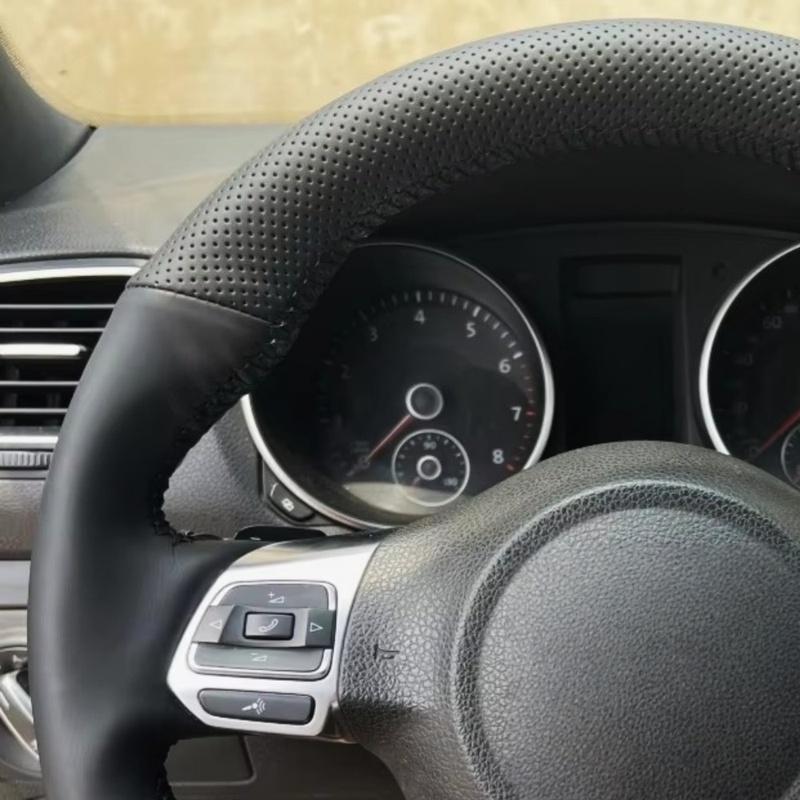 Car Steering Wheel Braid Cover Soft 100% Fit For Volkswagen Golf 6 GTI MK6/ Scirocco R Car Products Steering Wrap