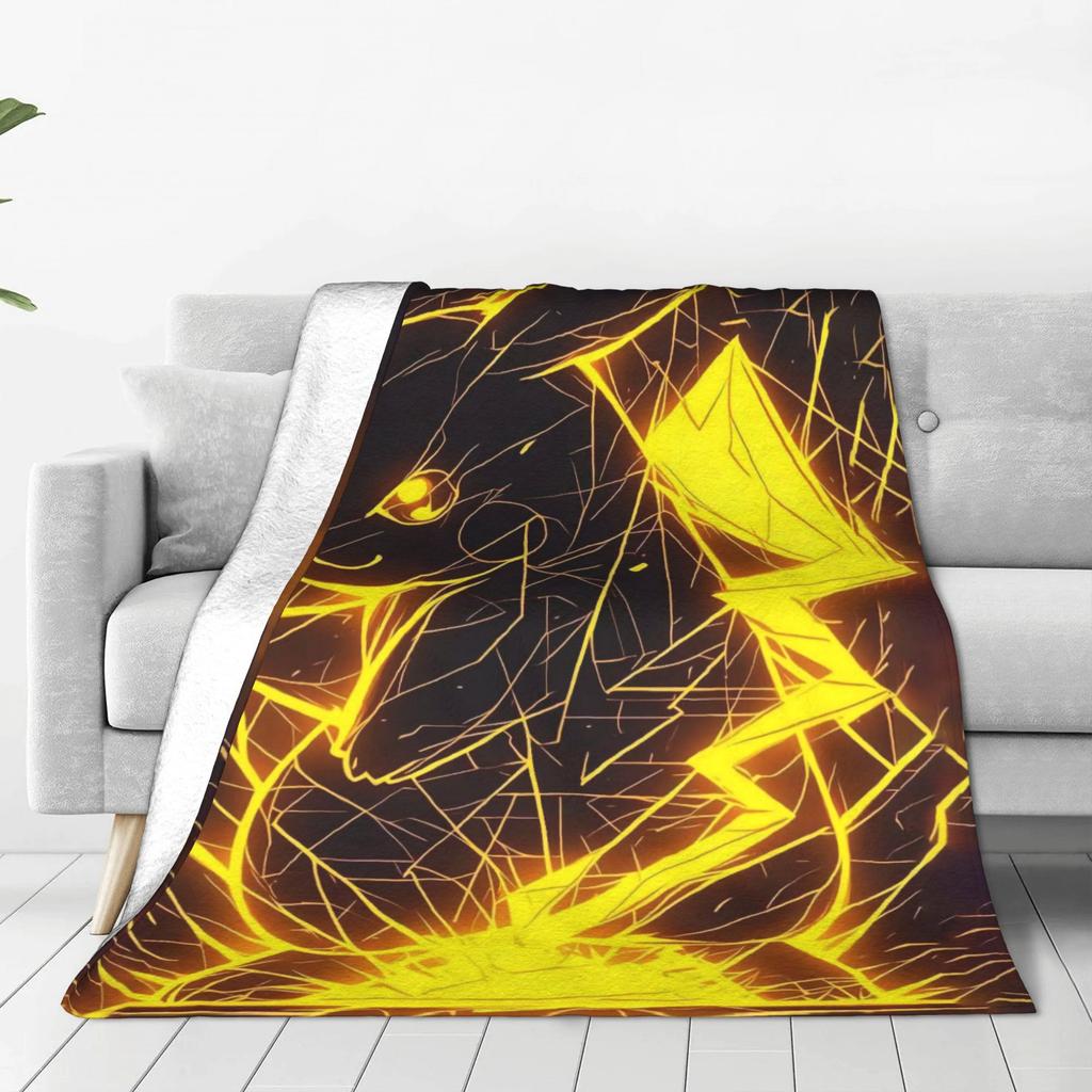 Pikachu Energy Transformation Flannel Blankets Winter  Super Warm Bedding Throws for Home Decor Novelty Bedspread Sofa Bed Cover