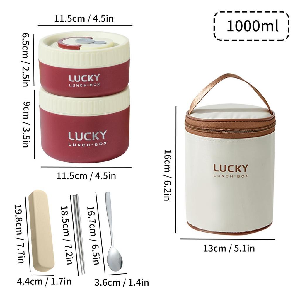 18/8 Stainless Steel Thermal Food Container Bento Lunch Box Set, Portable Keep Warm Lunch Container With Insulated Bag