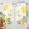 2pcs 2D flat printing Curtains Happy Birthday Lemon Party Fabric Without Electricity Festive Holiday for All Season celebrations