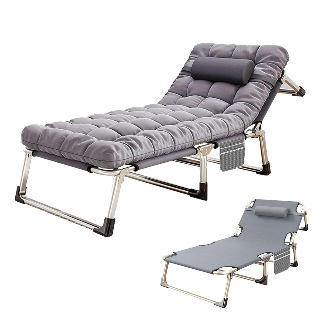 Folding Single Bed Portable Home Office Outdoor Nap Cot Multifunction Recliner Lightweight Easy Storage
