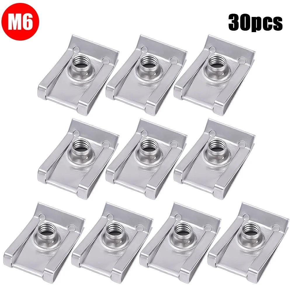 Stainless Steel U Type Clips Plate Leaf Spring Nut M6 M5 M4 Chimney Nuts Lug Nuts Speed Clip for Car Motorcycle Scooter ATVs
