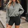 Women's Casual Quarter Zip Pullover Sweatshirt Long Sleeve Drawstring Hem Relaxed Fit Lightweight Top for Everyday Wear