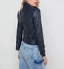 Stylish Navy Blue Women's Jacket Biker Real Lambskin Leather Motorcycle Style