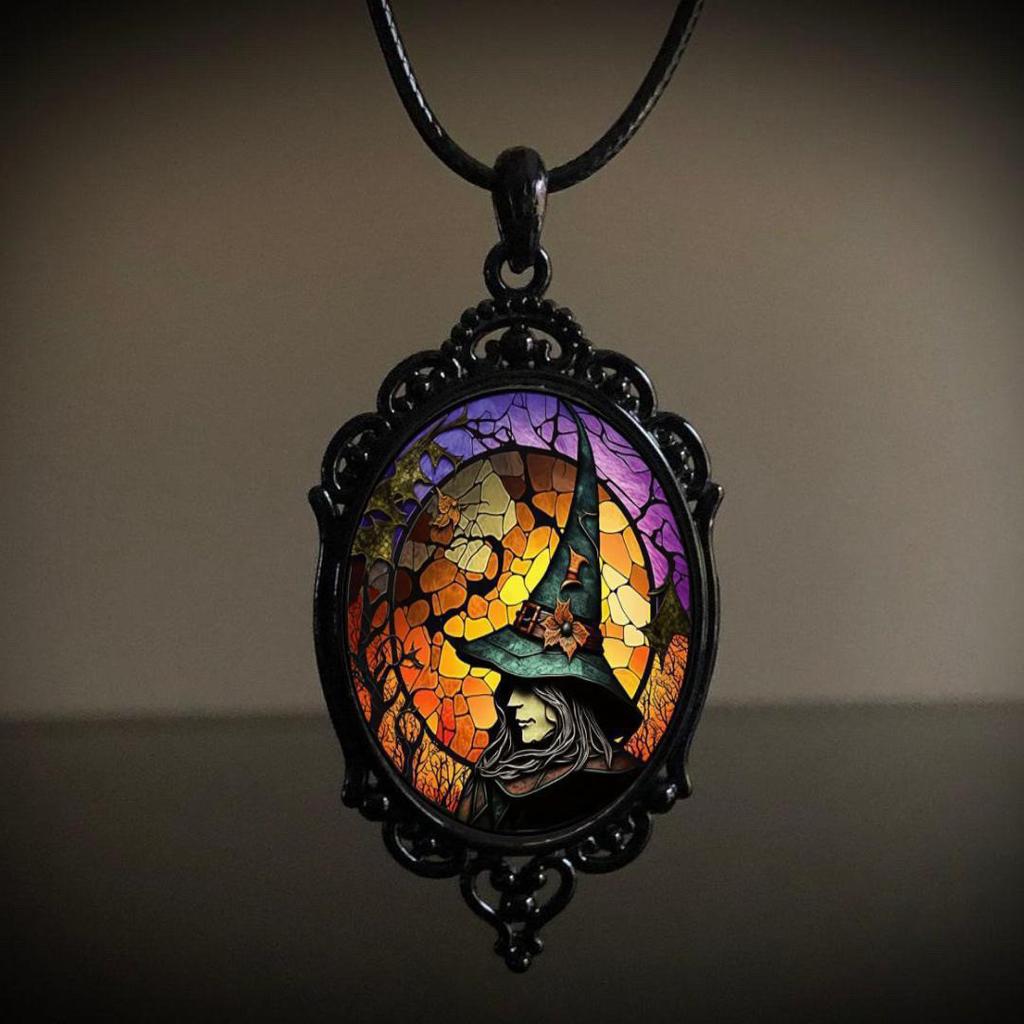 Gothic Vampireule Cameo Halskette Frauen Männer Mode Pagan Hexe Schmuck Zubehör Geschenk Blut Eule Glas Charme Seil Kette Halsband