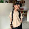 Boys Spring and Summer Round Neck Handsome T-shirt Middle and Big Children Solid Color Short-sleeved Casual Sports Tops