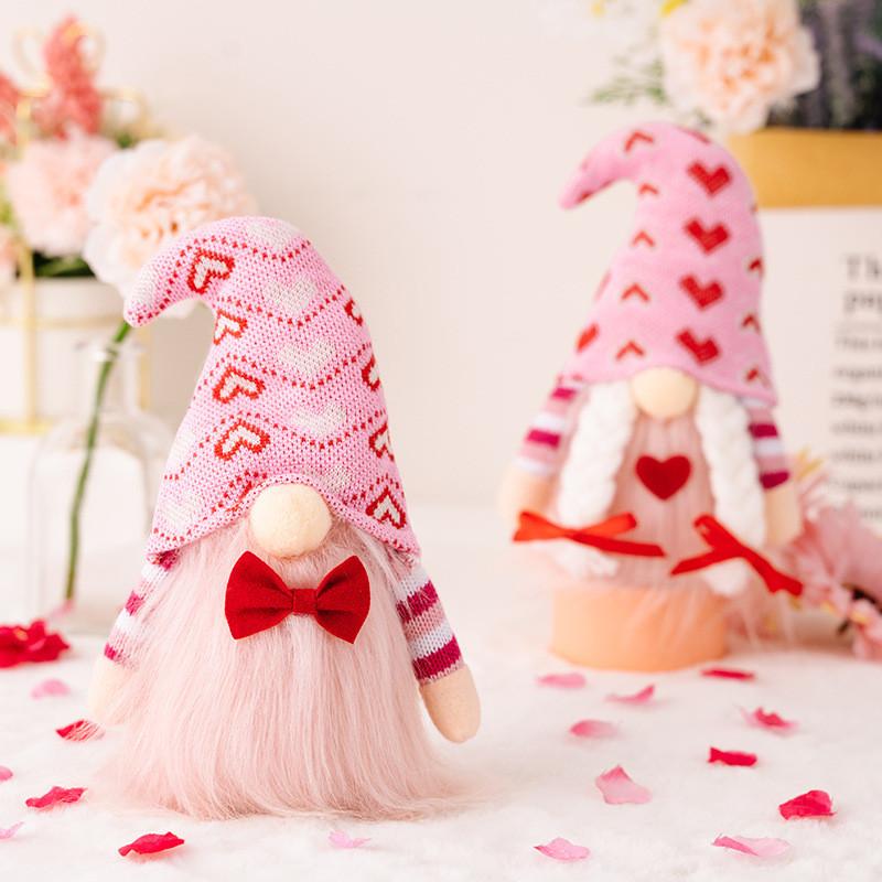Charming Pink Valentines Day Couple Statues Delightful Heart Decorations For Lovers