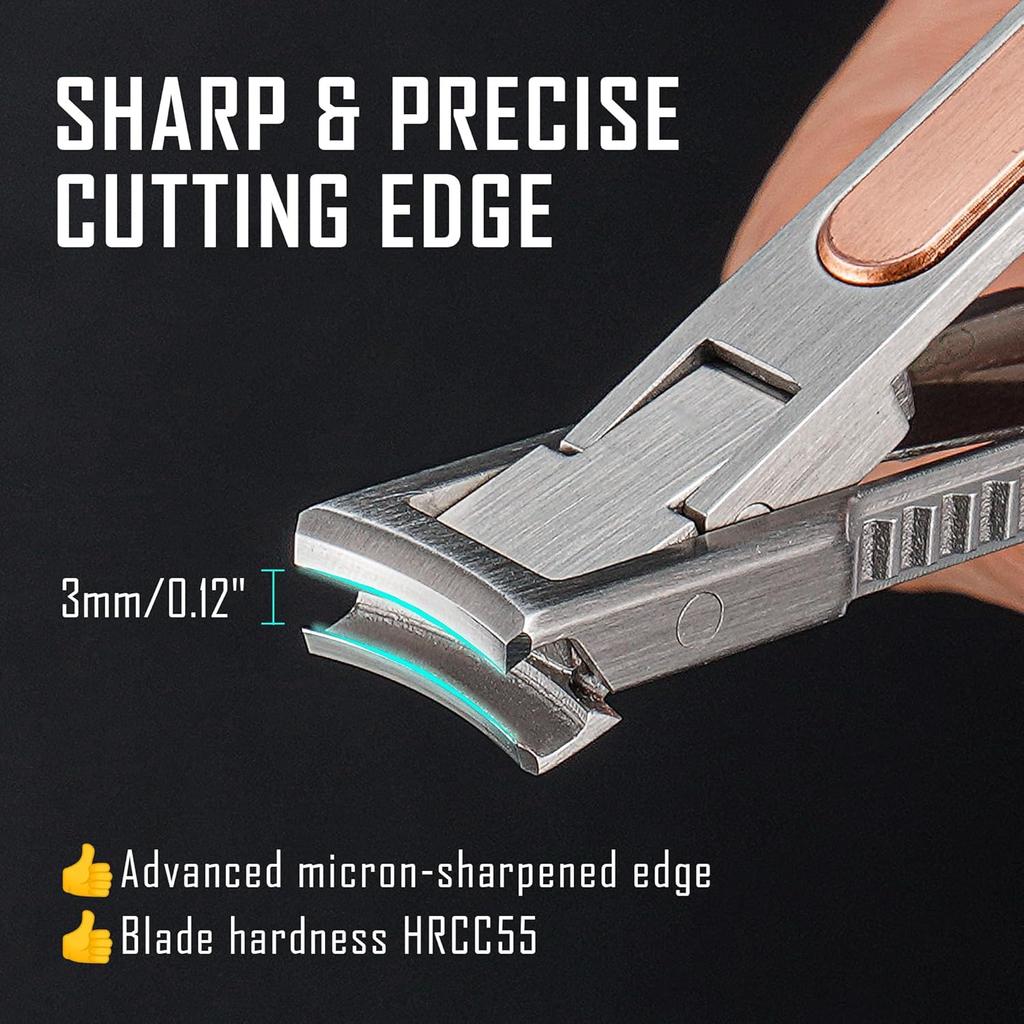 KeyUnity KN00 EDC Foldable Nail Clipper with File, German 4116 Stainless Steel Curved Fingernail Trimmer Cutter for Travel & Everyday Carry