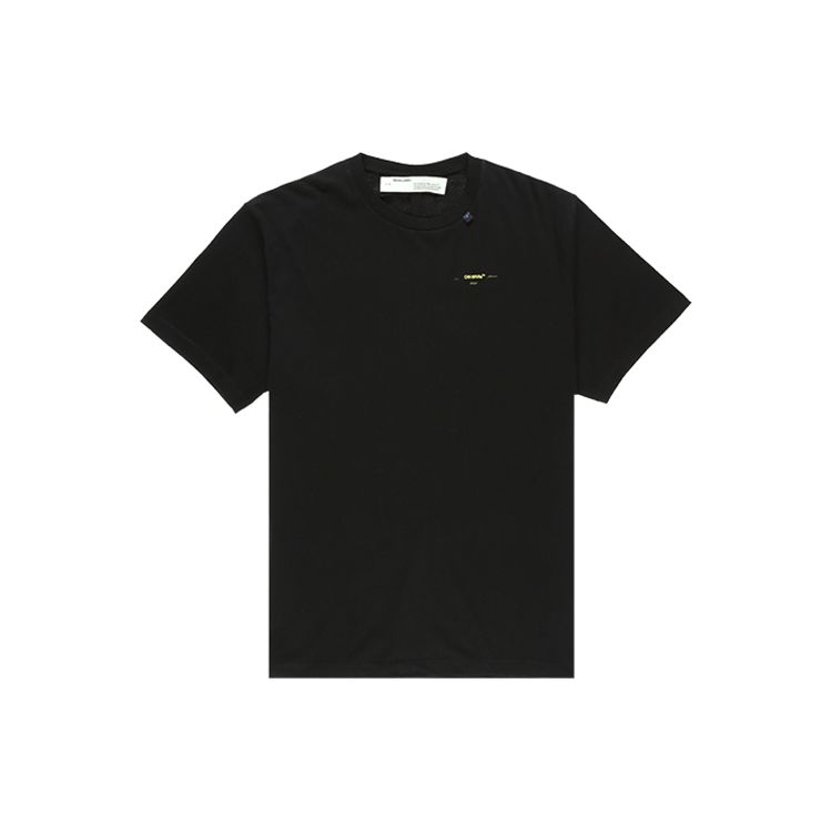 Off-White Splattered Paint Arrow Loose Short Sleeve T-Shirt Men Tops Yellow Black OMAA038F191850101060