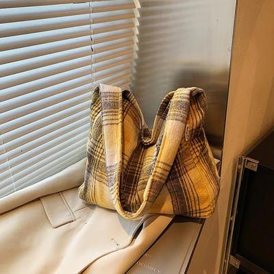 Shoulder Bag for University Students and Women New Plaid Large Capacity Versatile Tote Bag
