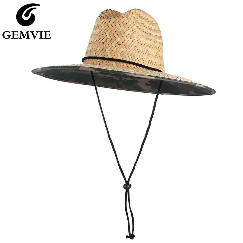GEMVIE Cappello di Paglia Camouflage da Bagnino Safari Uomo Donna Cappello da Sole Estivo