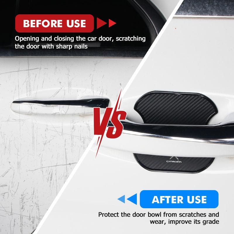 4pcs Car Door Handle Bowl Sticker Protector Anti-collision Strip For Citroen C4 C3 C5 C1 C2 C6 VTS C4L DS3 DS4 DS5 Grand ajx256