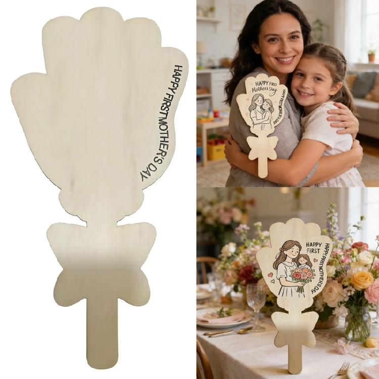 Customizable Wooden Flower Painting Accessories For Mother Day Gift For Mom And Family Handprints Flower Bouquet