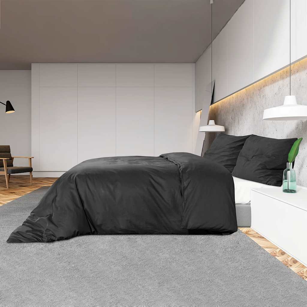 Vidaxl Zestaw Pościeli, Czarny, 260X240 Cm, Lekka Mikrofibra
