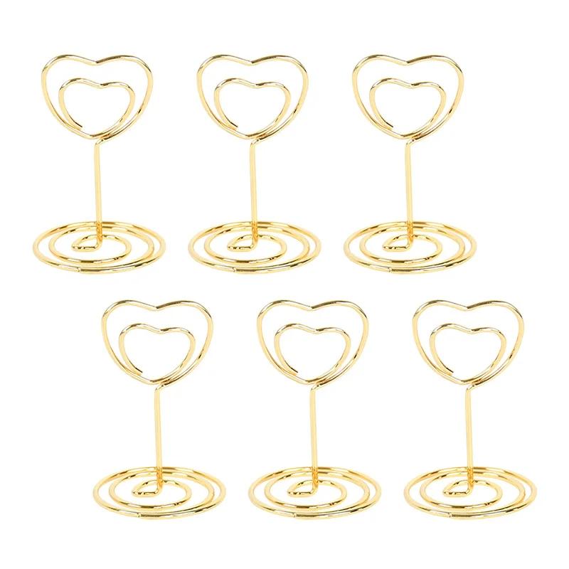 

10/20 шт. держатель для номера стола в форме сердца с надписью «Любовь», романтический держатель для визитных карточек на свадьбу, металлический зажим для фотографий, украшения для дома и вечеринки 10pcs золотой