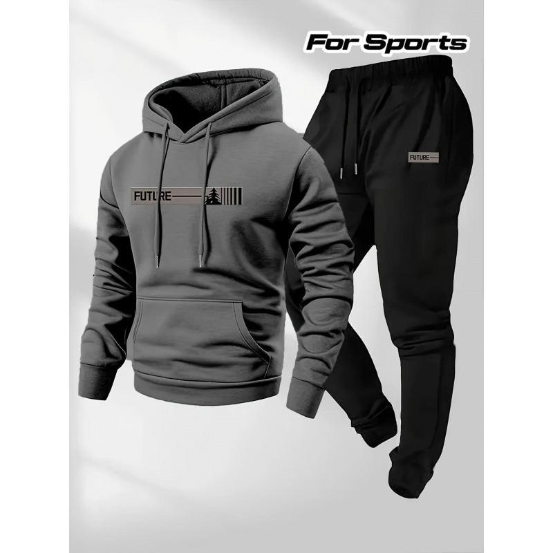Popular Casual Fashionable Men's Women's Hoodie Set With Printed Drawstring Sports