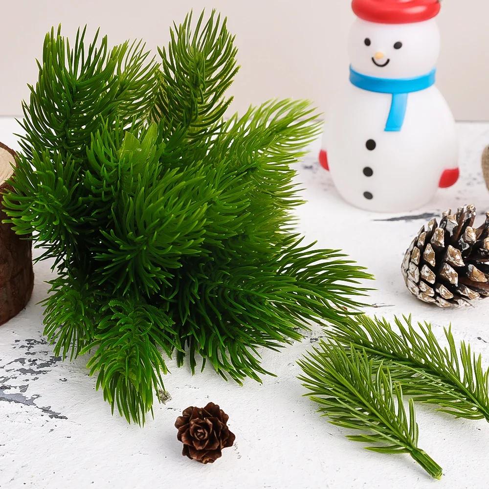 200/10Pcs Artificial Pine Needles Christmas Green Plant Pine Branch Fake Plants DIY Xmas Tree Garland Ornaments Home Decorations
