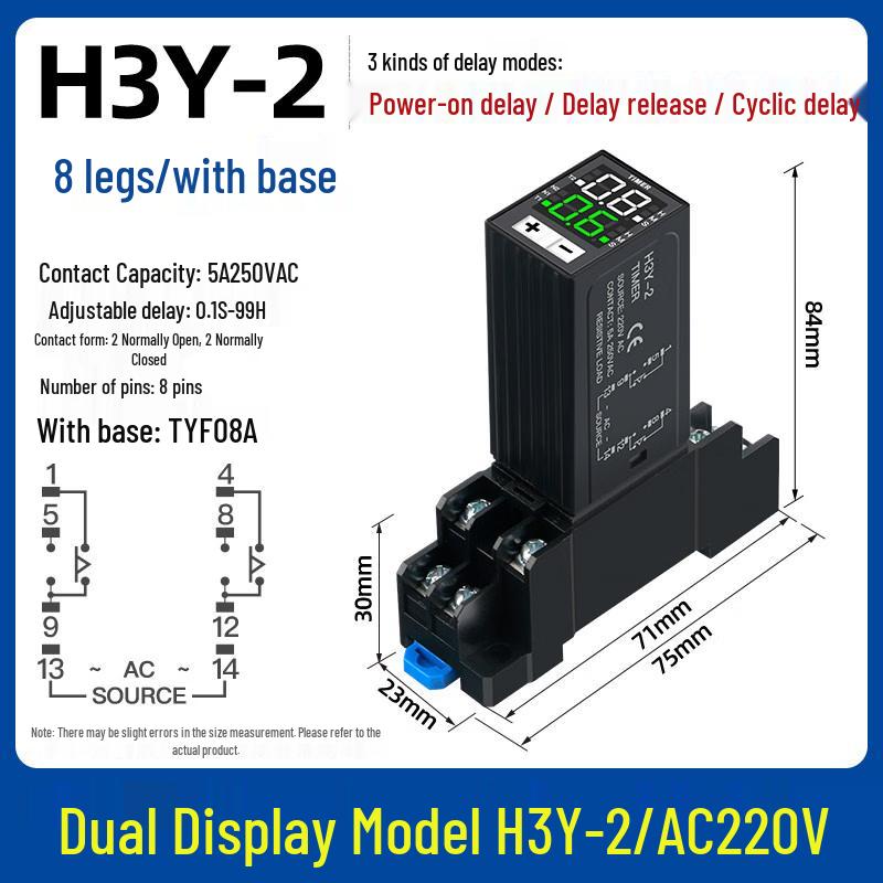 H3Y-2 Dual Display AC220V Time Relay with Base
