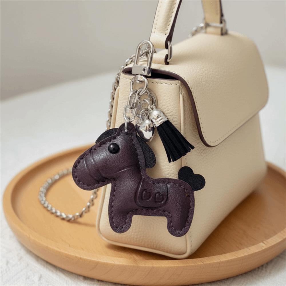 Heart Pu Leather Horse Key Chain Cartoon Chinese New Year Gift  Year of The Horse