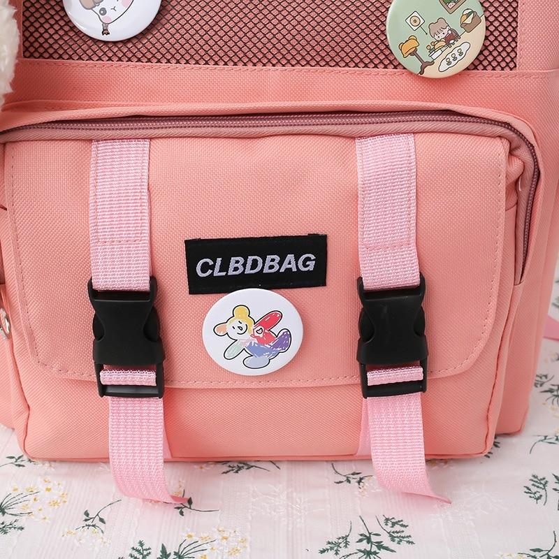 4-teiliges Schulranzen-Set, neue Canvas-Schultaschen für Teenager-Mädchen, süße Schul-Laptop-Rucksäcke, Reisetaschen für Damen, Schülerbüchertaschen