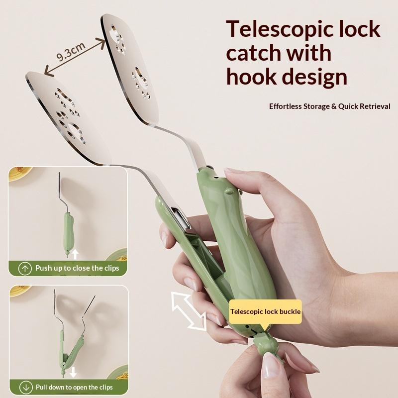 Culinary Tools Barbecue Food Flipping Spatula Tongs Clip 304 Stainless Steel Fish Turner Extendable Locking Anti-Slip Clamps