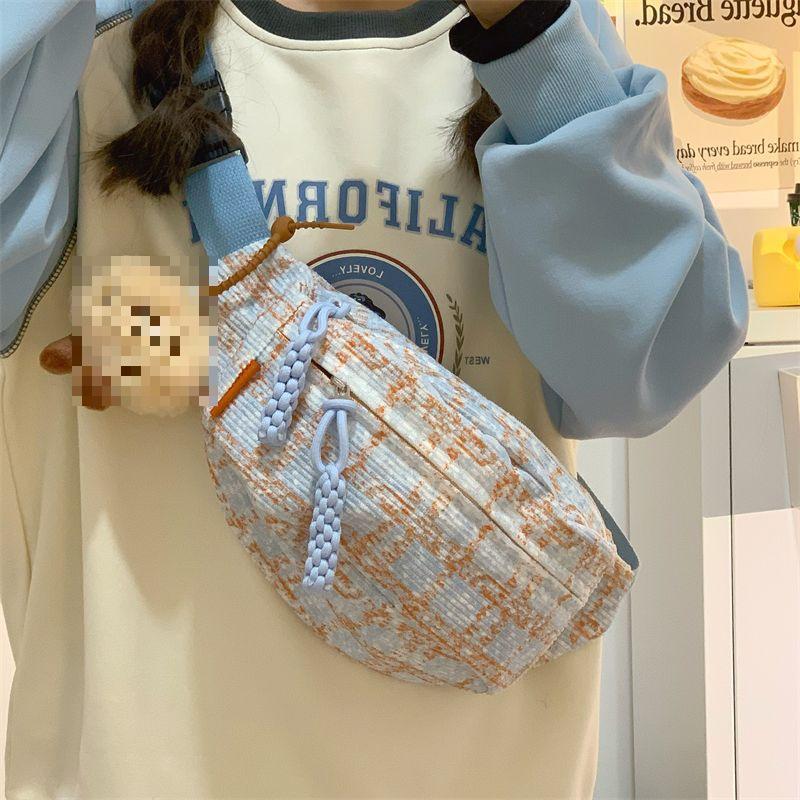 Japanese Cute Plaid Crossbody & Waist Bag – Korean College Style