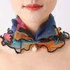 Faux Pearl Pendant Yarn Scarf Fashion Neck Protection Mesh Scarf Elastic Pullover Breathable Neck Scarf For Women