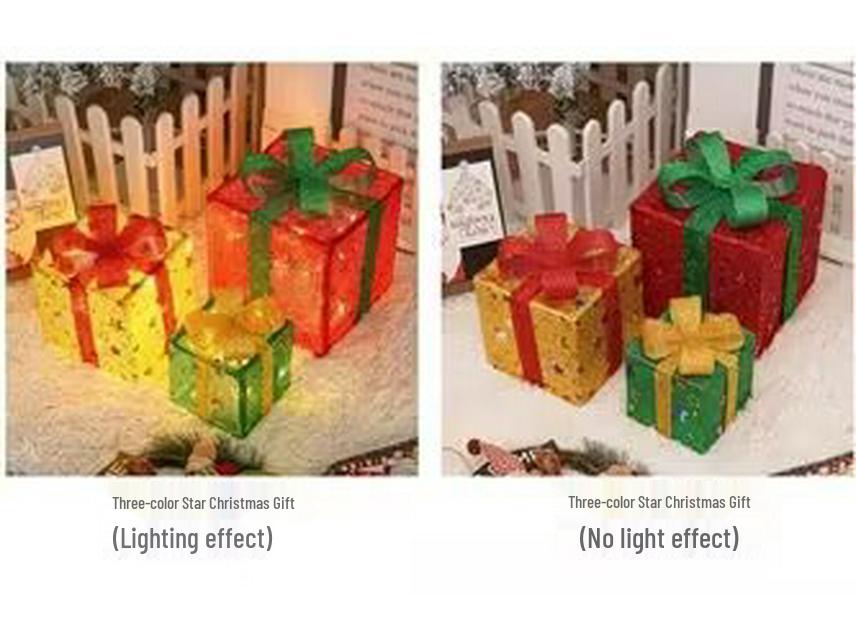 Christmas Gift Box Set: 3-Piece Fairy Light Decorations for Birthday Parties and Ornaments