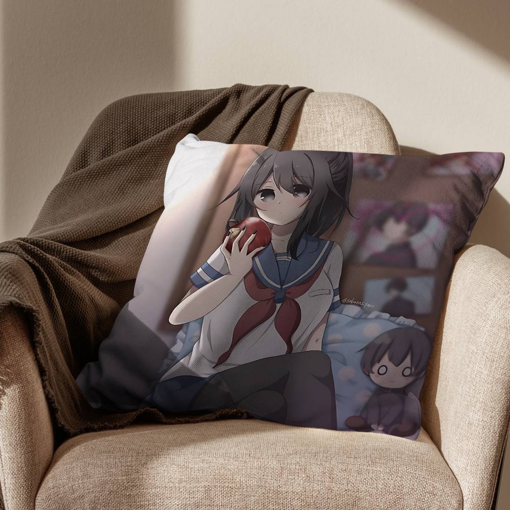 Yandere Simulator Ayano Aishi Print Throw Pillow Cover cm Square Cushion Case for Living Room Bedroom Decor