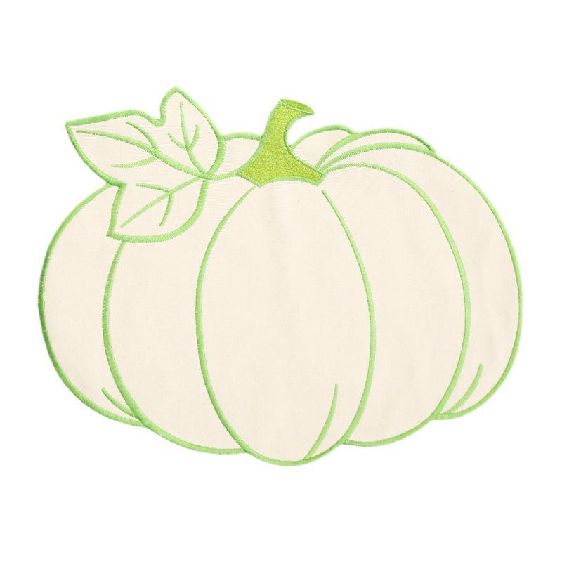 Embroidered Leaf Pumpkin Placemat Natural Cotton Linen Non-Slip Heat Resistant Table Mat for Farmhouse Style Dining Table Decor