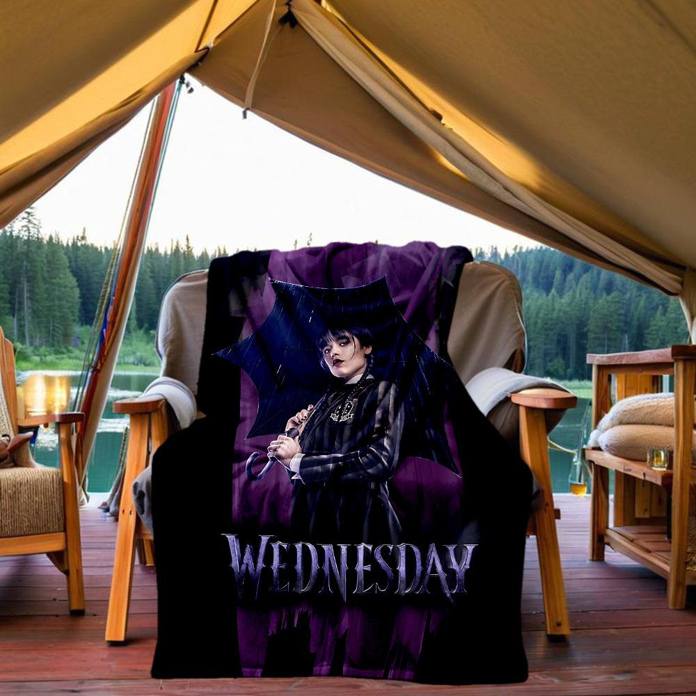 1pc Wednesday Addams Outdoor Blanket Lightweight Flannel, Soft & Warm, All-Season Use for Sofa, Outdoor, Camping, Living Room033
