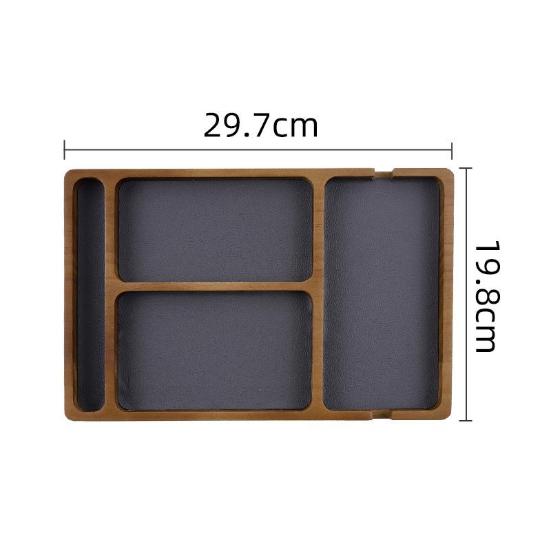 Wooden Desktop Storage Organization Box with Compartments for Glasses Mobile Phone Earphones and Sundries Solid Wood Storage Box