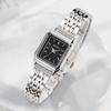 Compact Square Steel Band Quartz Watch Stainless Steel Band Fashionable Girls Watch Forest Square Watch