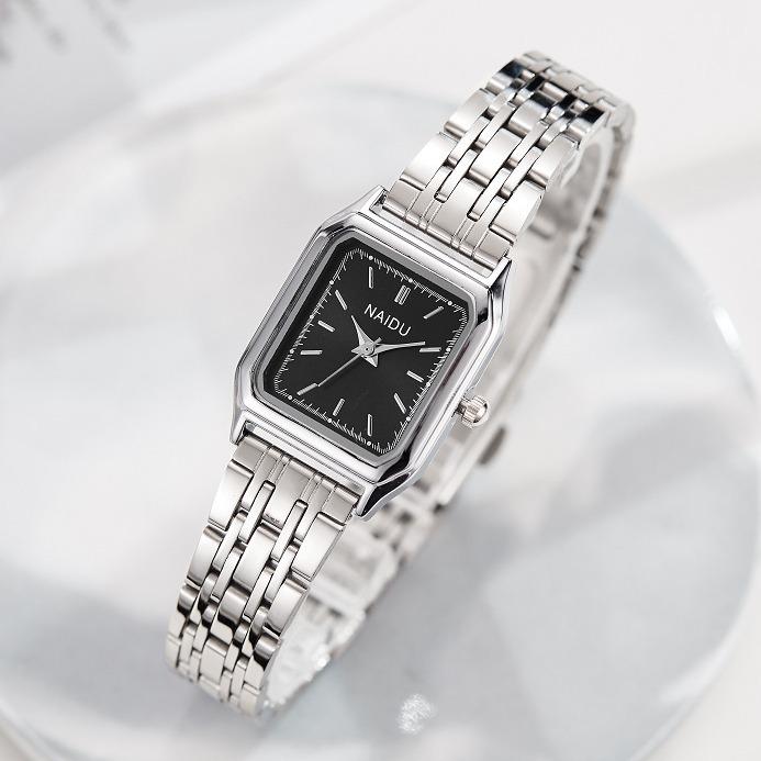 Compact Square Steel Band Quartz Watch Stainless Steel Band Fashionable Girls Watch Forest Square Watch