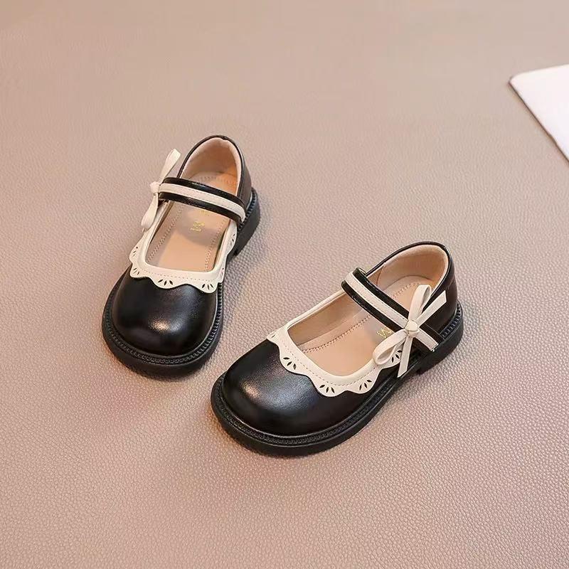 

Girls shoes children princess small leather shoes 2025 spring and autumn new Doudou single shoes little girl baby soft sole single shoes 36 чёрный