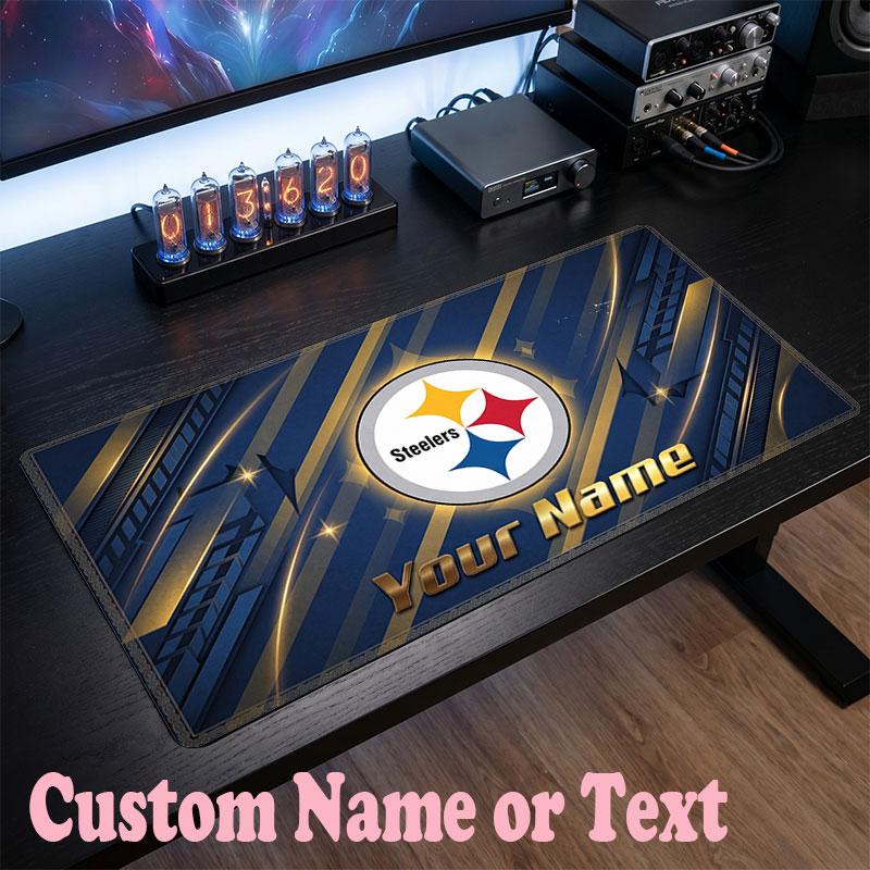 Pittsburgh Steelers Customized Name Text Mouse Pad, Large Desk Mouse Mat Personalized Home Office Present