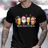Cotton Funny Christmas Drinking T-Shirt  Merry Christmas Santa Beer Print T-Shirt Men Fashion Casual Short Sleeves Breathable Tshirt Tees Tops