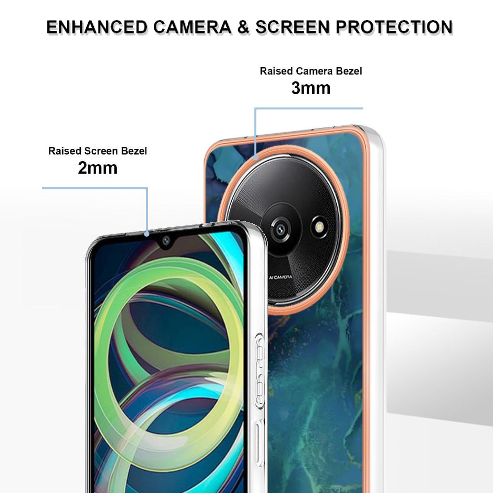 YB IMD Serie-16 Stil-E Für Xiaomi Redmi A3/Poco C61 4G Galvanisiertes Etui Marmormuster 2,0 mm TPU Handyhülle